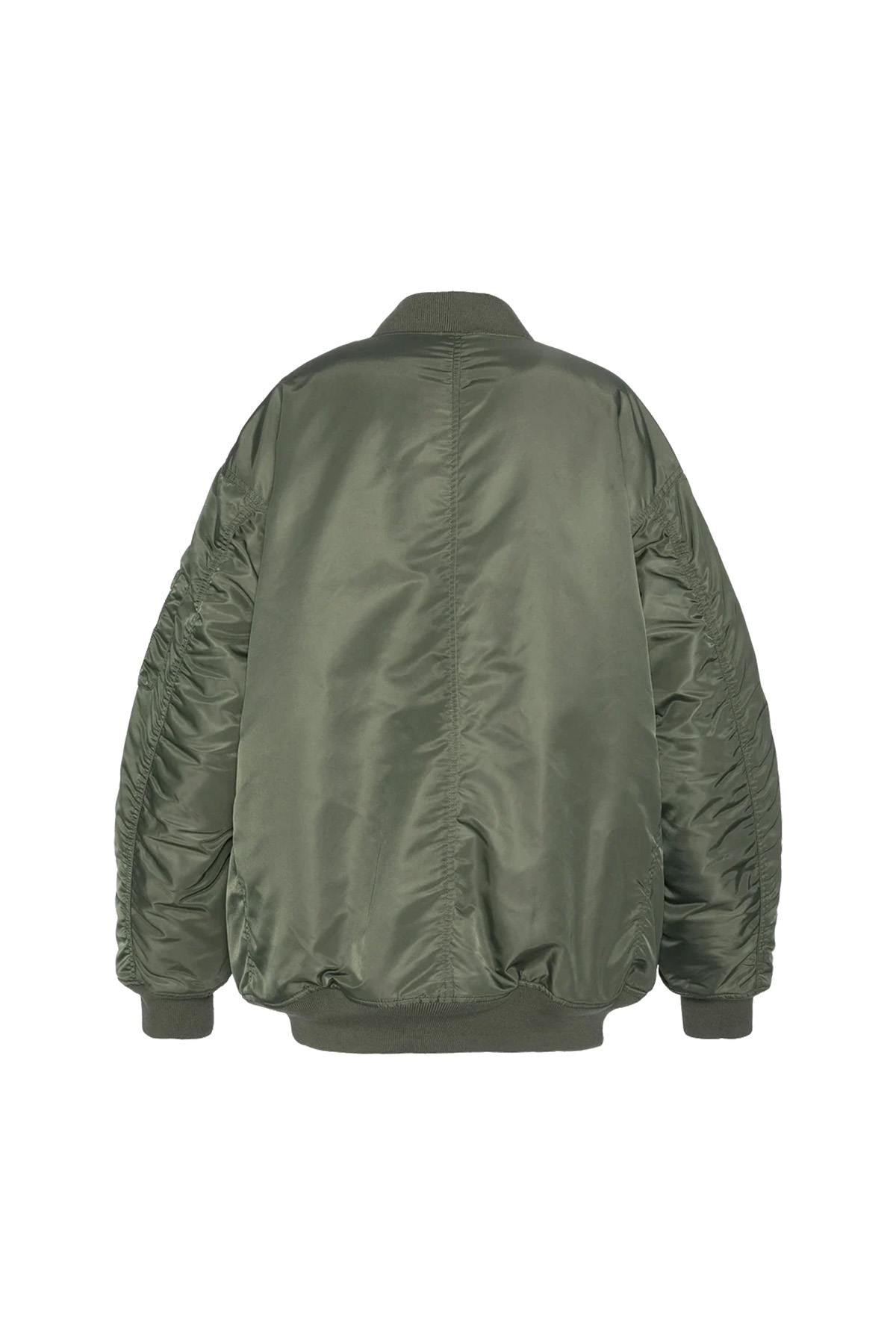 Bomber jacket type MA-1 green long oversize cut for women - Image n°6