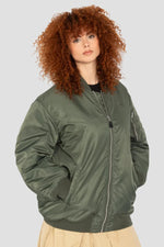 Bomber jacket type MA-1 green long oversize cut for women - Image n°9