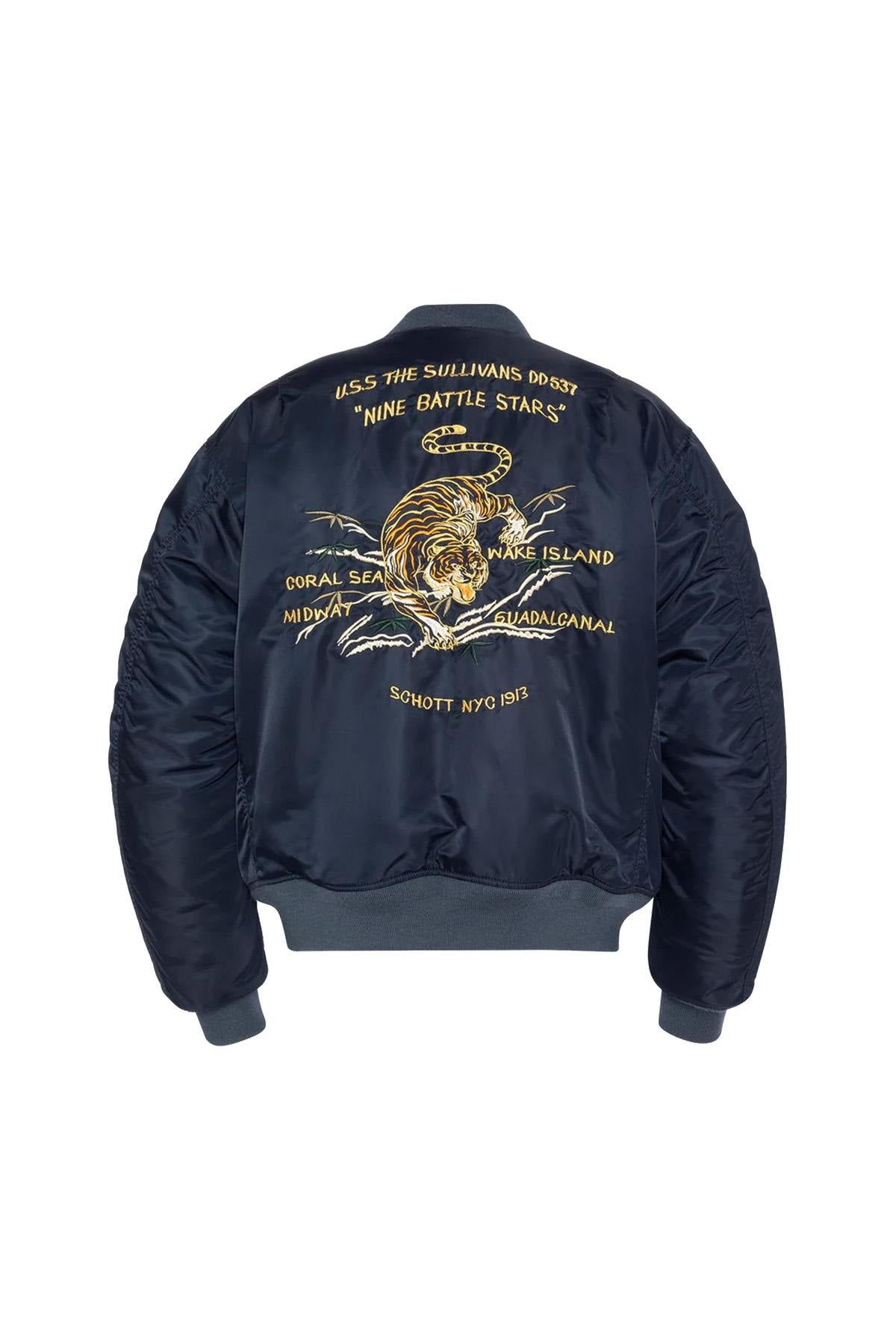 Dark Navy Embroidered MA-1 Bomber Jacket - Image n°7