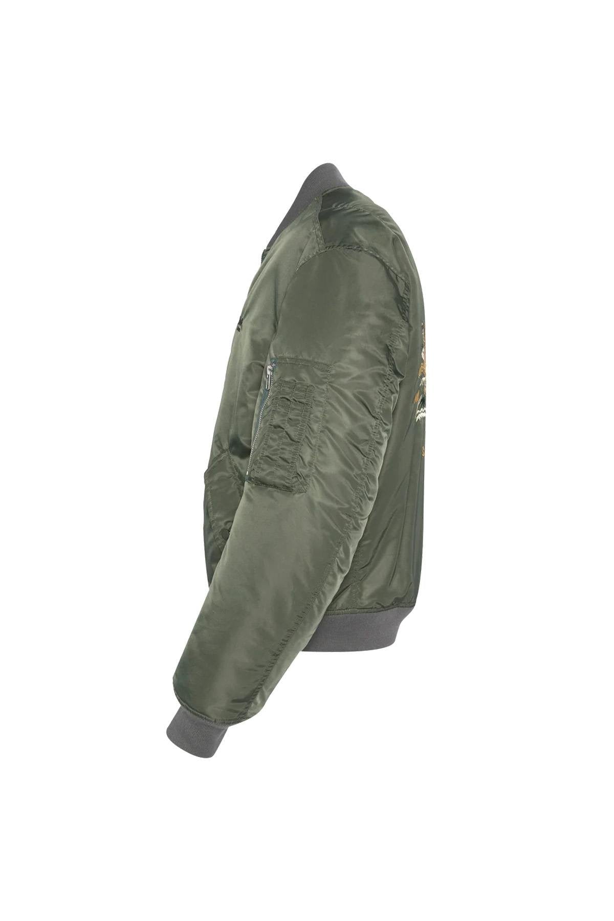 Embroidered green MA-1 bomber jacket - Image n°5