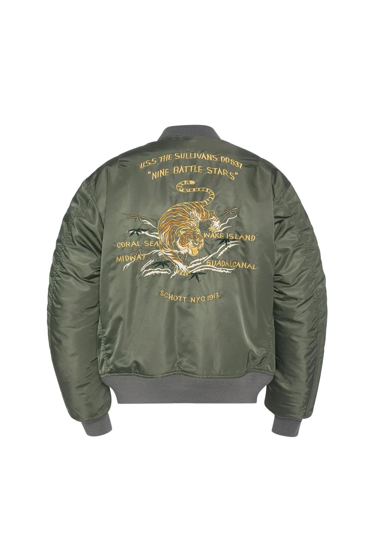 Embroidered green MA-1 bomber jacket - Image n°1