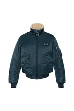 Navy blue nylon comfort fit pilot jacket - Image n°6
