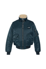 Navy blue nylon comfort fit pilot jacket - Image n°6