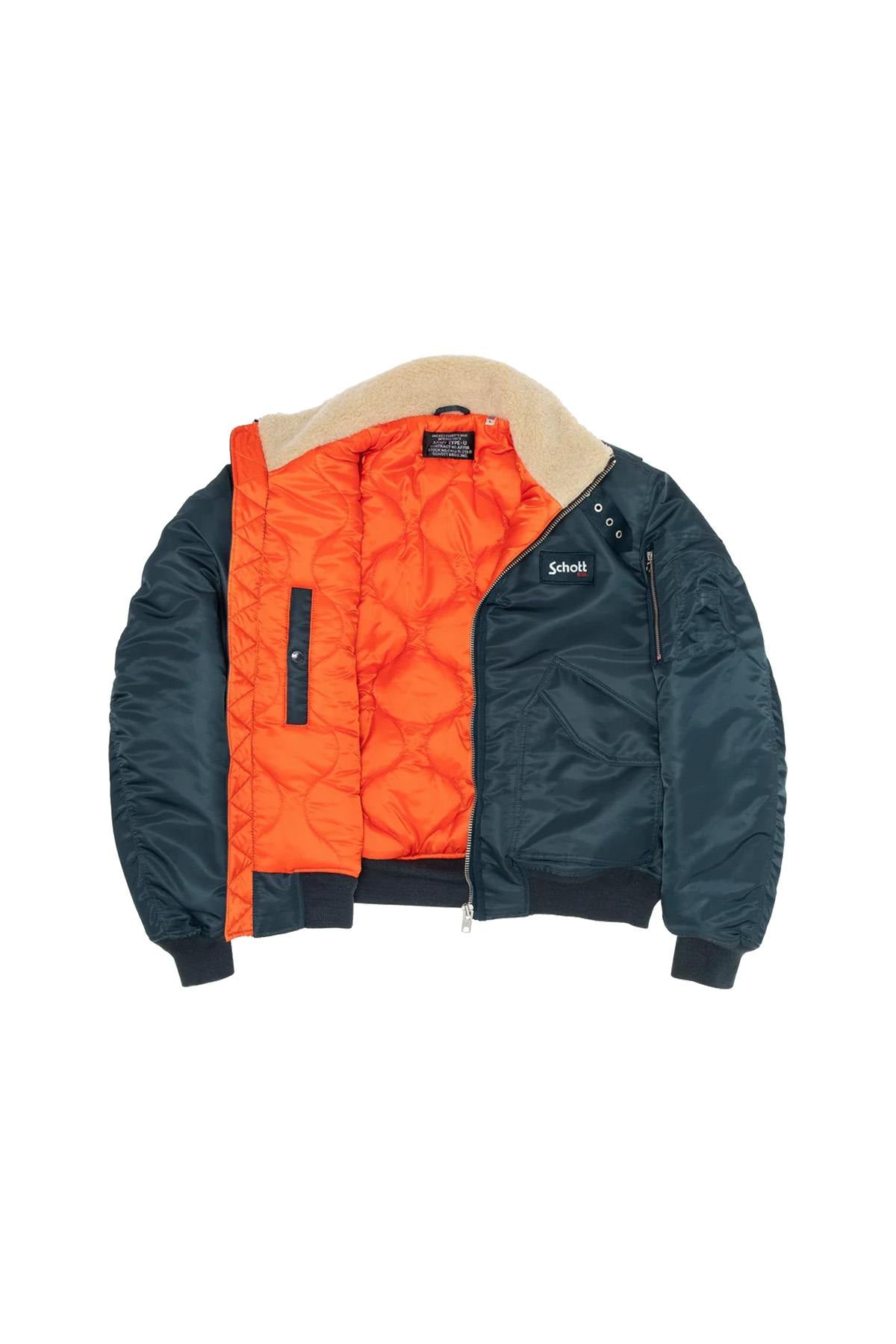Navy blue nylon comfort fit pilot jacket - Image n°7