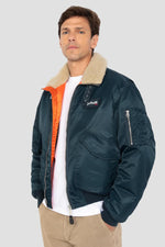 Navy blue nylon comfort fit pilot jacket - Image n°8