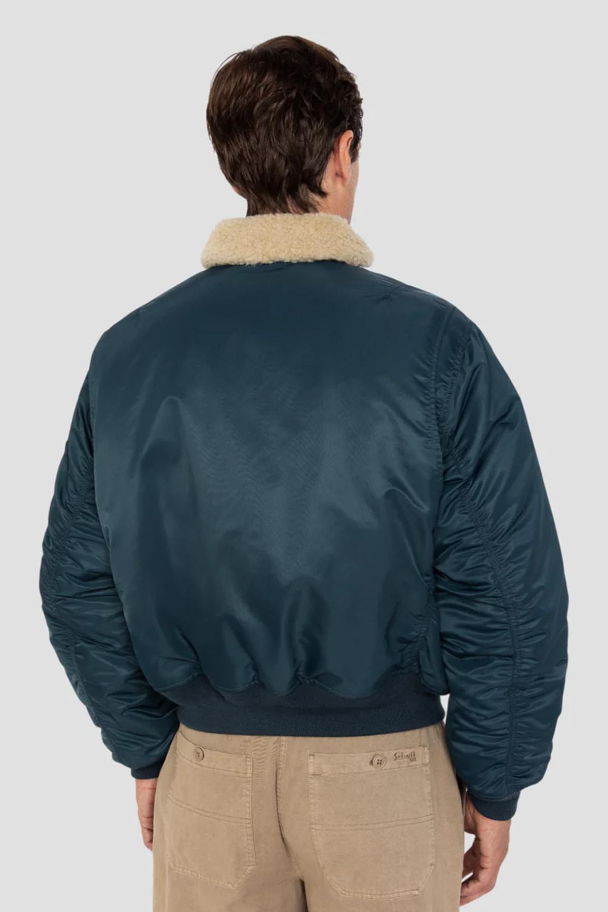 Navy blue nylon comfort fit pilot jacket - Image n°4