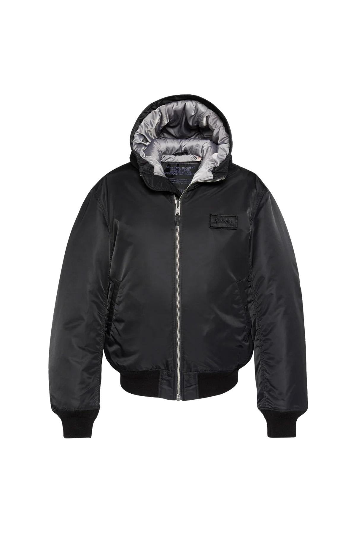 Black MA-1 bomber jacket with recycled nylon hood - Image n°8