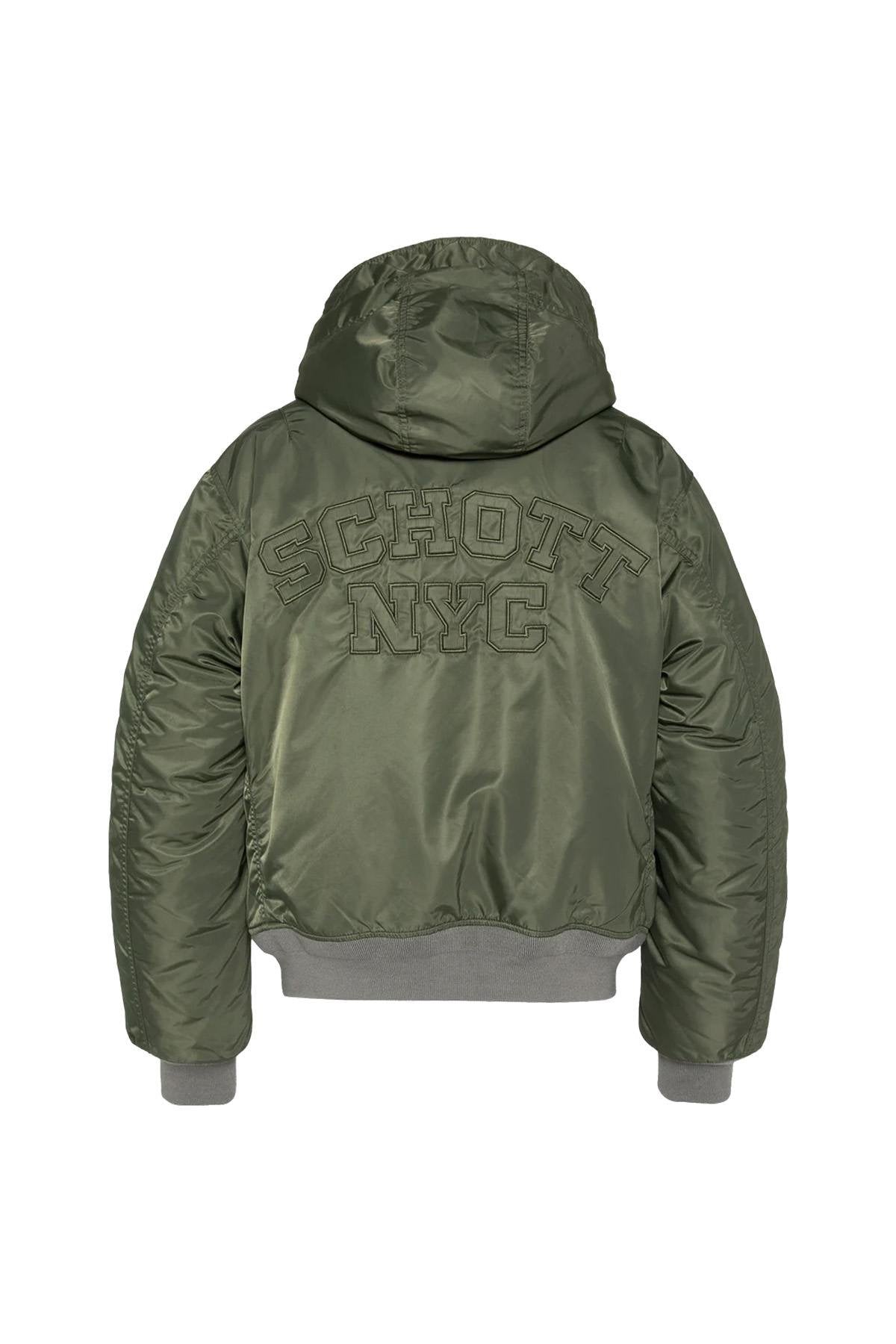 Green MA-1 bomber jacket with hood in recycled nylon - Image n°2