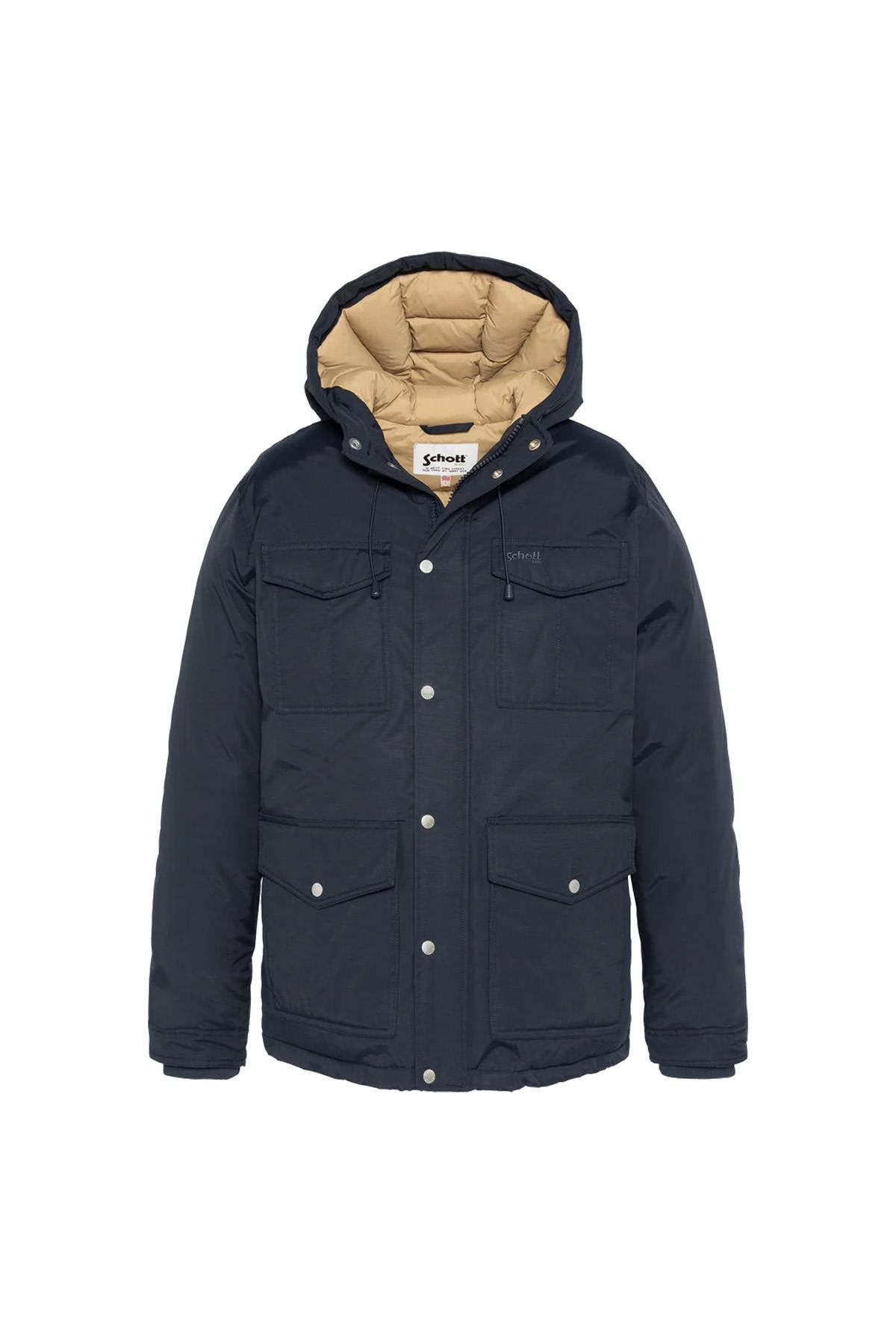 Navy blue multi-pocket hooded parka - Image n°5