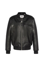 Casual black cowhide leather bomber jacket - Image n°5