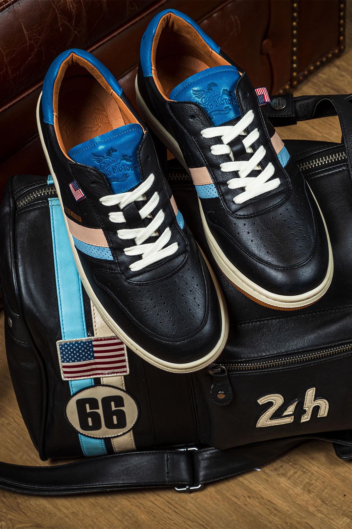 Steve McQueen black and blue leather sneakers - Image n°2