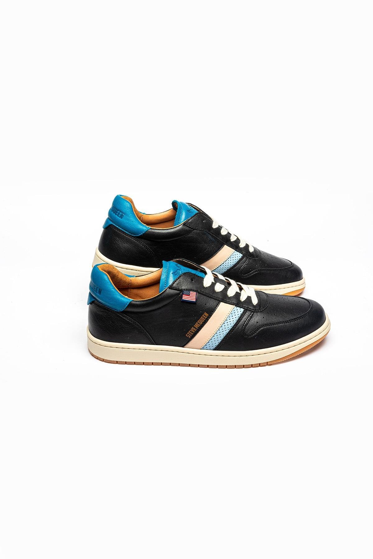 Steve McQueen black and blue leather sneakers - Image n°1