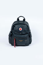 Navy blue leather aviation theme backpack - Image n°1