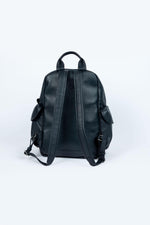 Navy blue leather aviation theme backpack - Image n°2