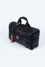 Black leather travel bag with aviation theme - Image n°2