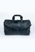 Navy blue leather travel bag with aviation theme - Image n°2