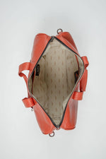 Orange leather travel bag with aviation theme - Image n°4