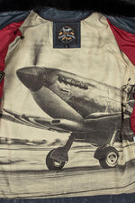 Navy blue aviator style leather jacket with shirt collar - Image n°15