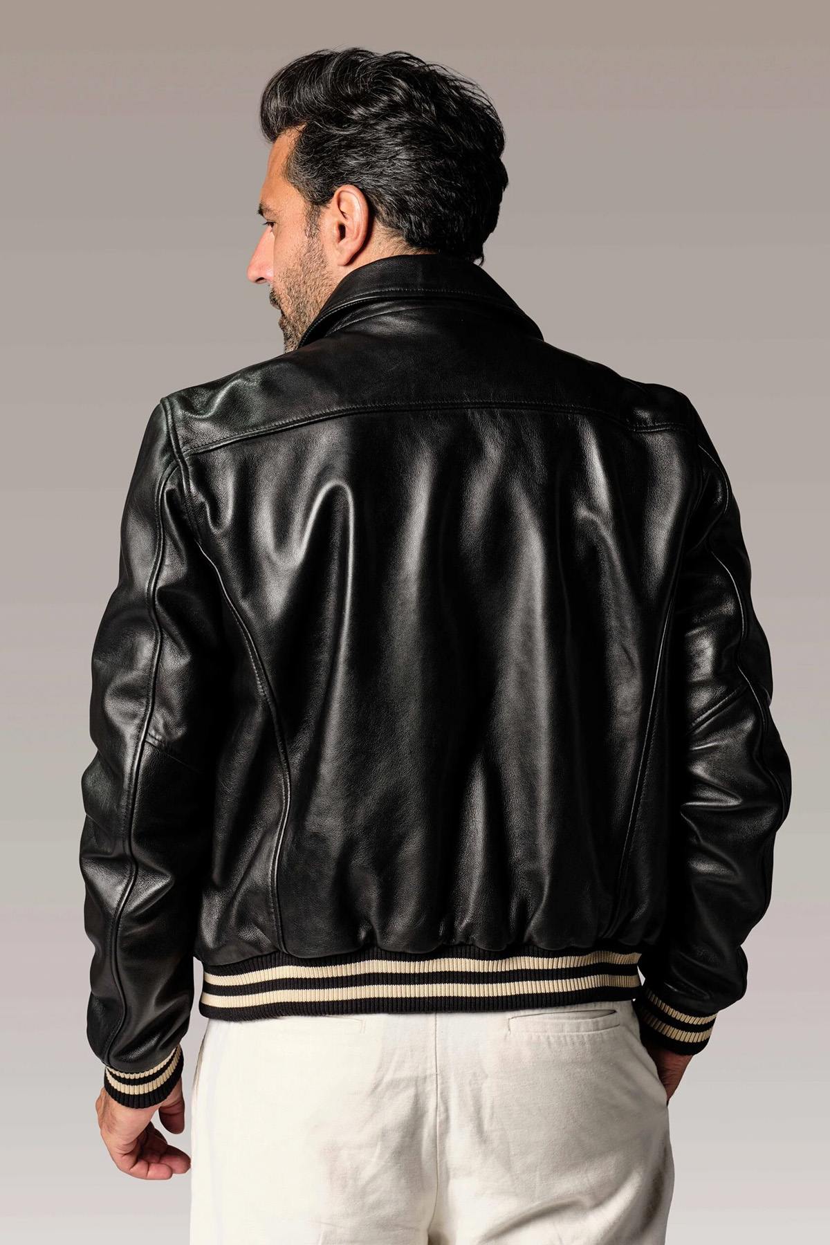 Redskins' Bruce Legend: sheepskin leather, dragon patch, ribbed trims. - Image n°2