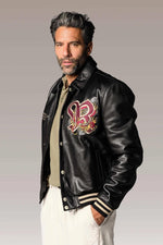 Redskins' Bruce Legend: sheepskin leather, dragon patch, ribbed trims. - Image n°6