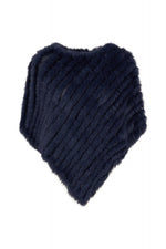 Indigo knitted rabbit fur poncho - Image n°4