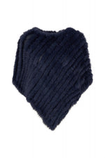 Indigo knitted rabbit fur poncho - Image n°4