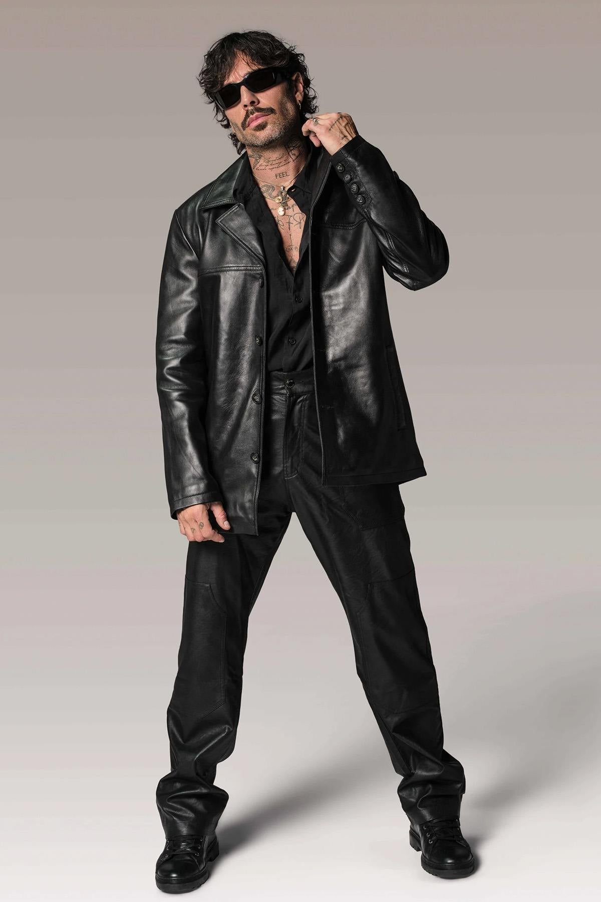 Stylish and sturdy black leather jacket - Image n°2