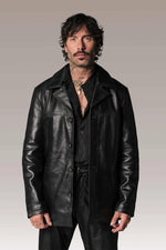 Stylish and sturdy black leather jacket - Image n°1