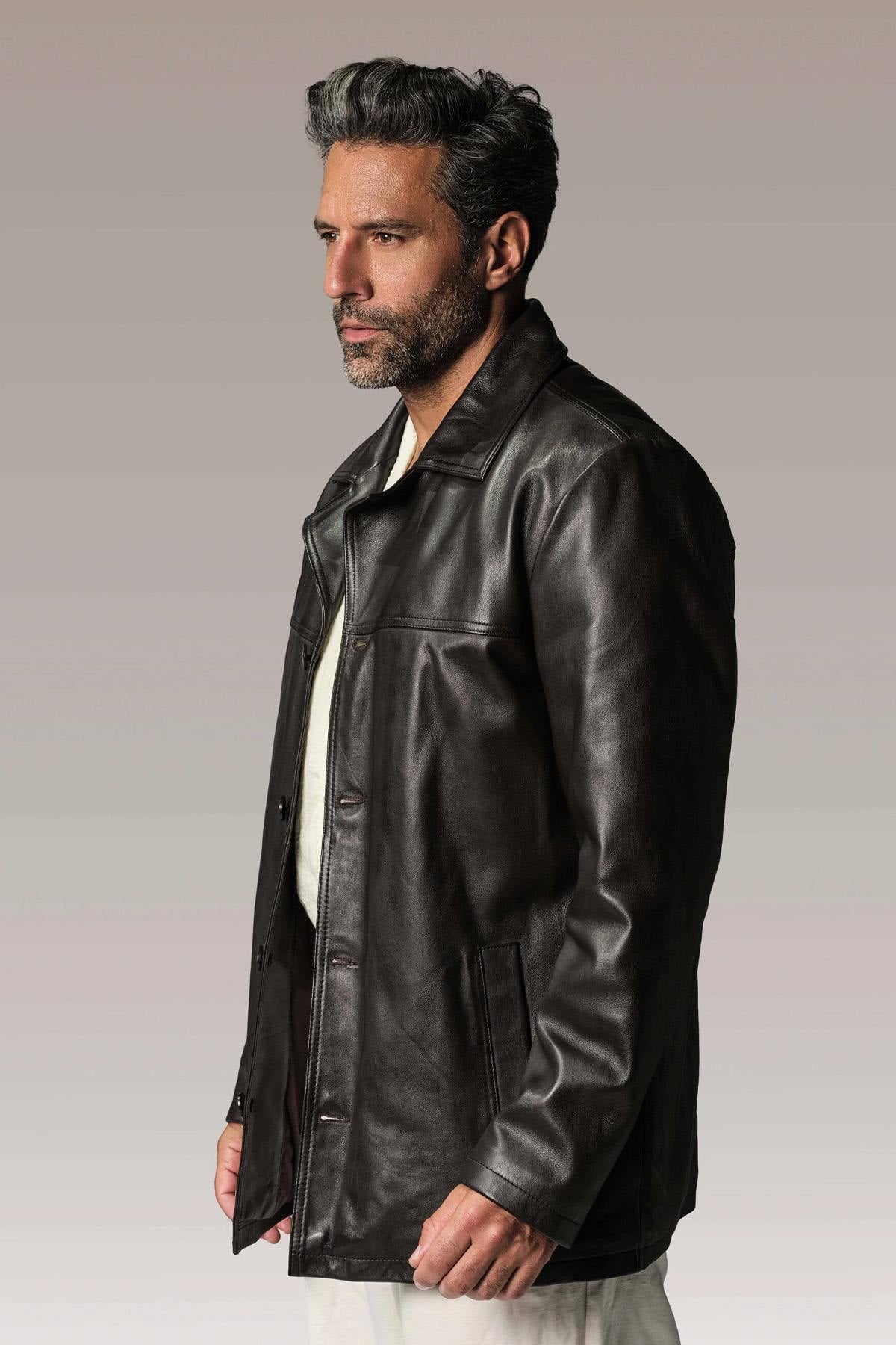 Brown sheepskin leather jacket by Redskins, effortlessly stylish. - Image n°5