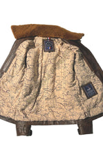 PAF distressed brown leather bomber jacket with shearling collar - Image n°7