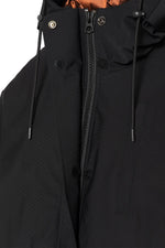 Black multi-pocket hooded parka with quilted nylon lining - Image n°4