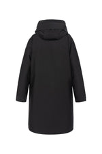Black multi-pocket hooded parka with quilted nylon lining - Image n°9