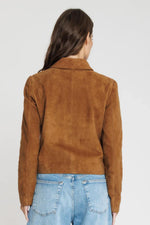 Lightweight tobacco suede leather jacket - Image n°4