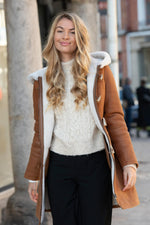 Women's Whiskey Shearling Hooded Coat - Image n°5