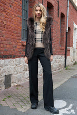 Dark brown genuine fur sleeveless vest - Image n°2
