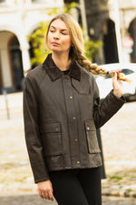 Brown velvet shirt collar leather jacket - Image n°1