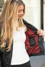 Black leather spencer jacket with textured back panels - Image n°3