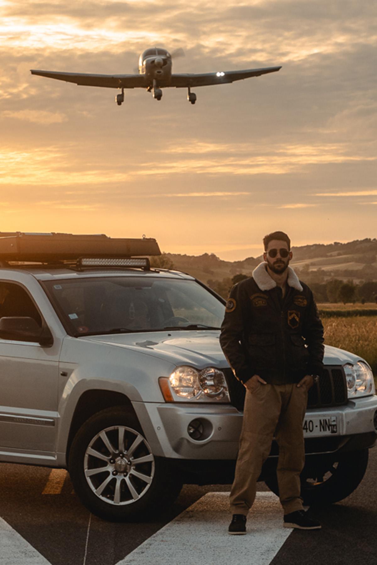 Distressed black leather aviator jacket with patches - Image n°10