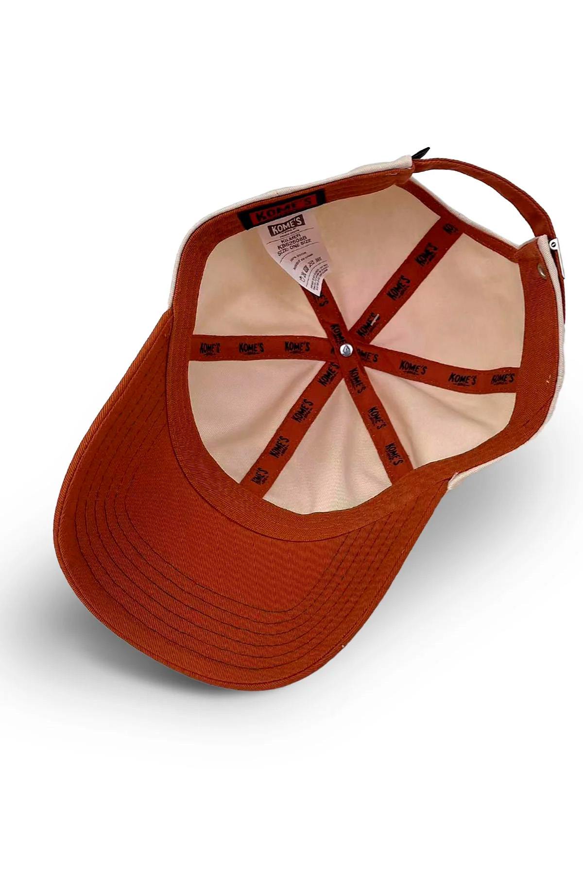 Beige and rust cotton cap with embroidered letter logo - Image n°3