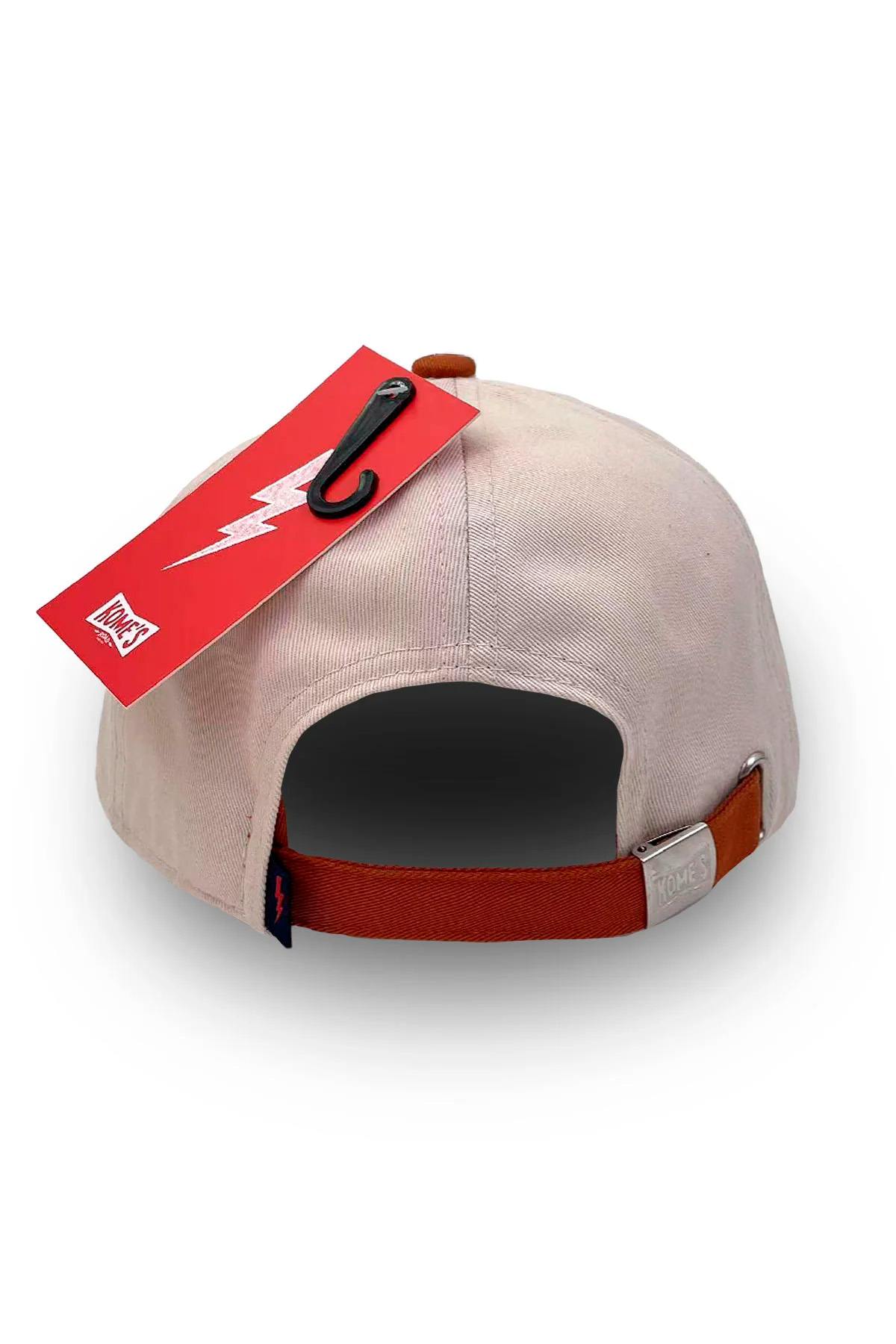 Beige and rust cotton cap with embroidered letter logo - Image n°4