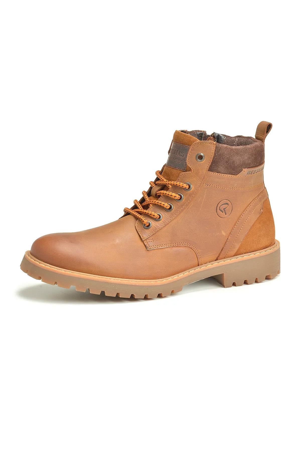 Men's cognac and brown leather boots - Image n°1