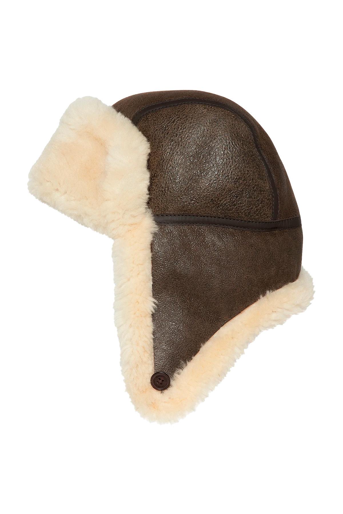 Double-sided brown sheepskin hat - Image n°5