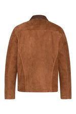 Rust-colored suede leather worker jacket with shirt collar - Image n°6