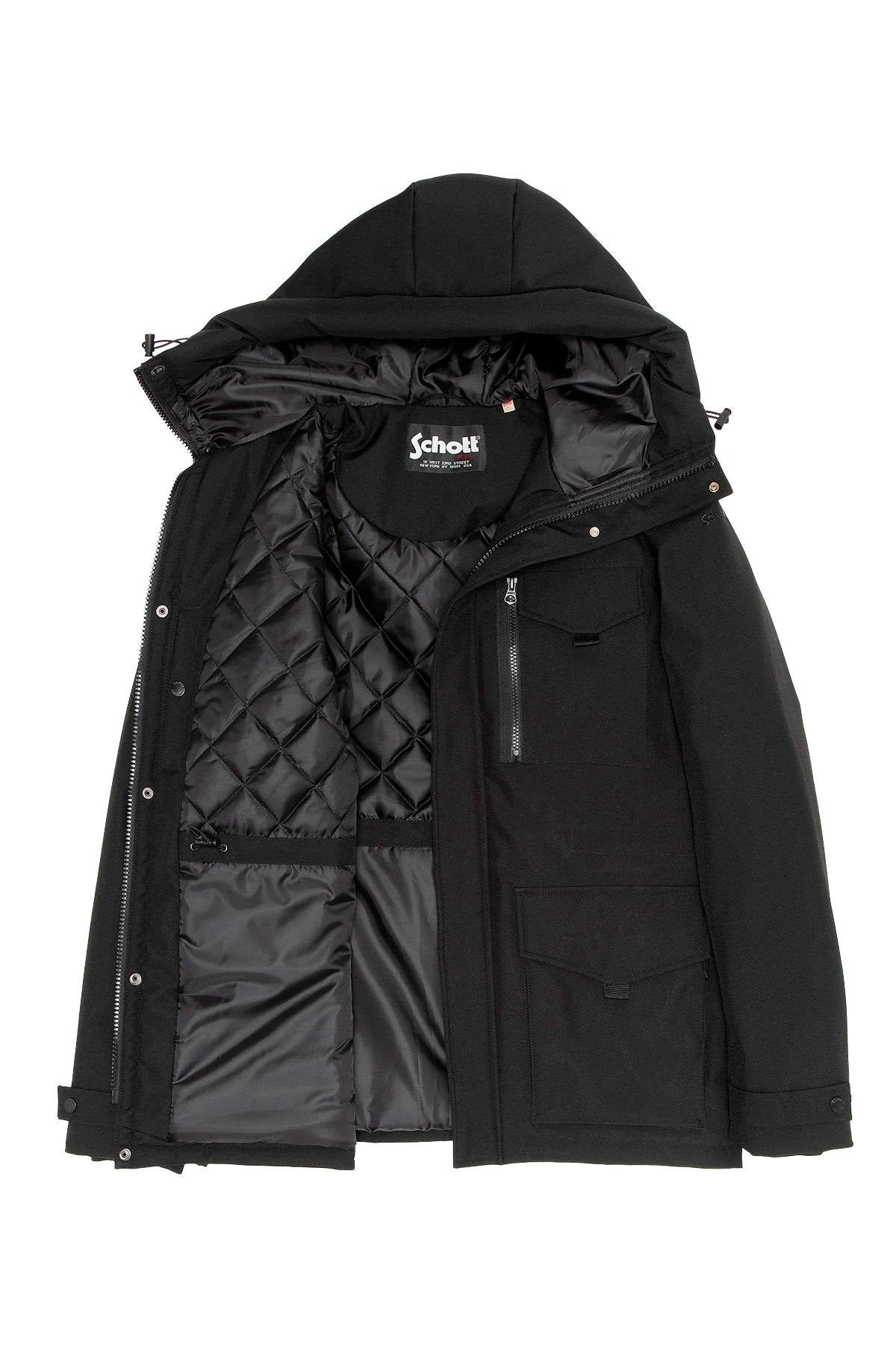 Black parka with multi-pocket hood - Image n°7