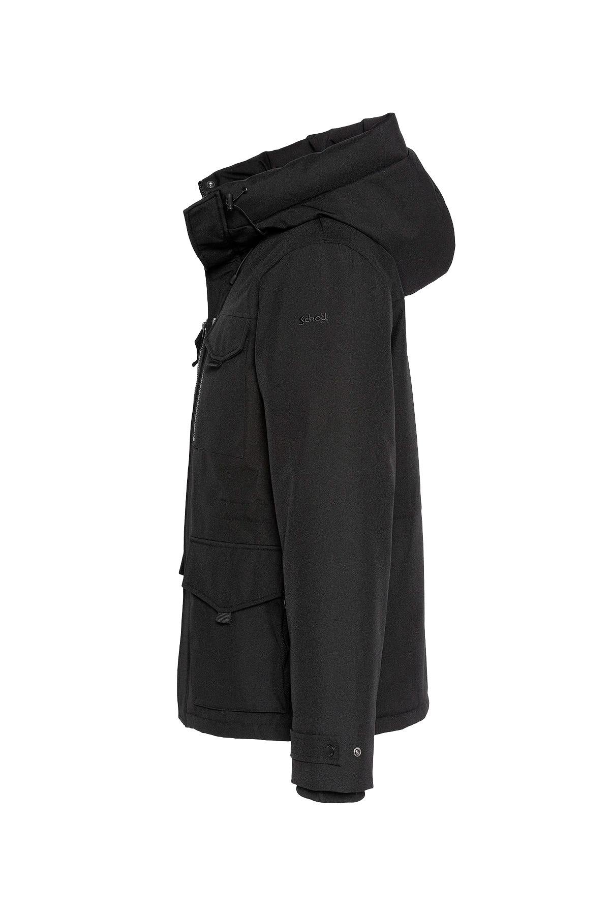 Black parka with multi-pocket hood - Image n°8