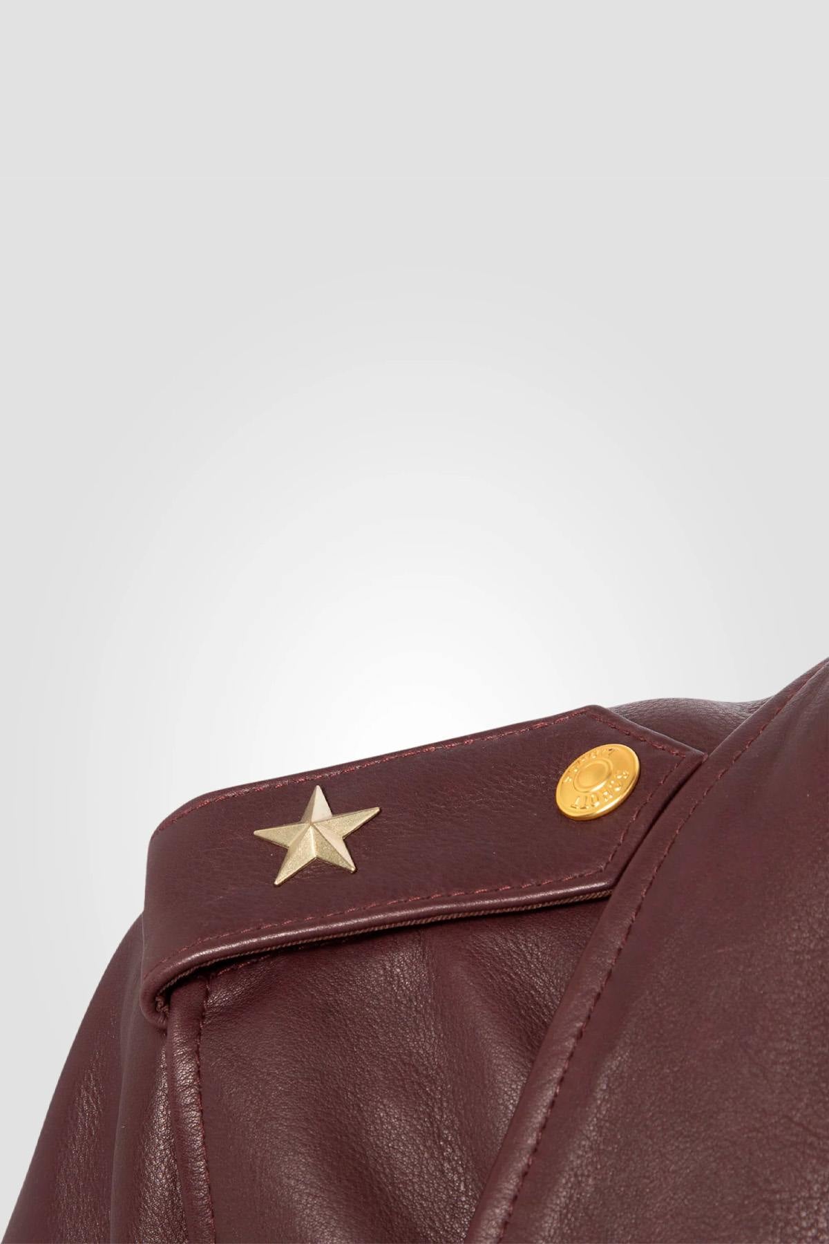 Women’s burgundy leather perfecto - Image n°8