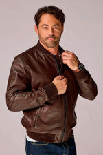 Brown leather bomber jacket from the Patrouille de France - Image n°7
