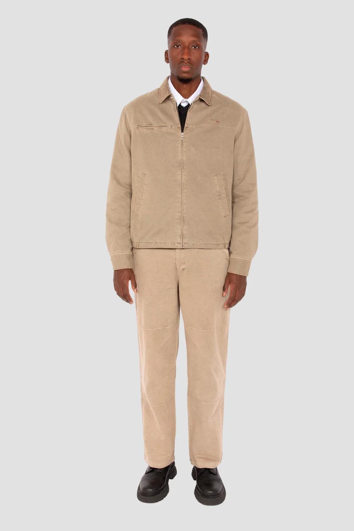 Taupe washed cotton worker jacket - Image n°7