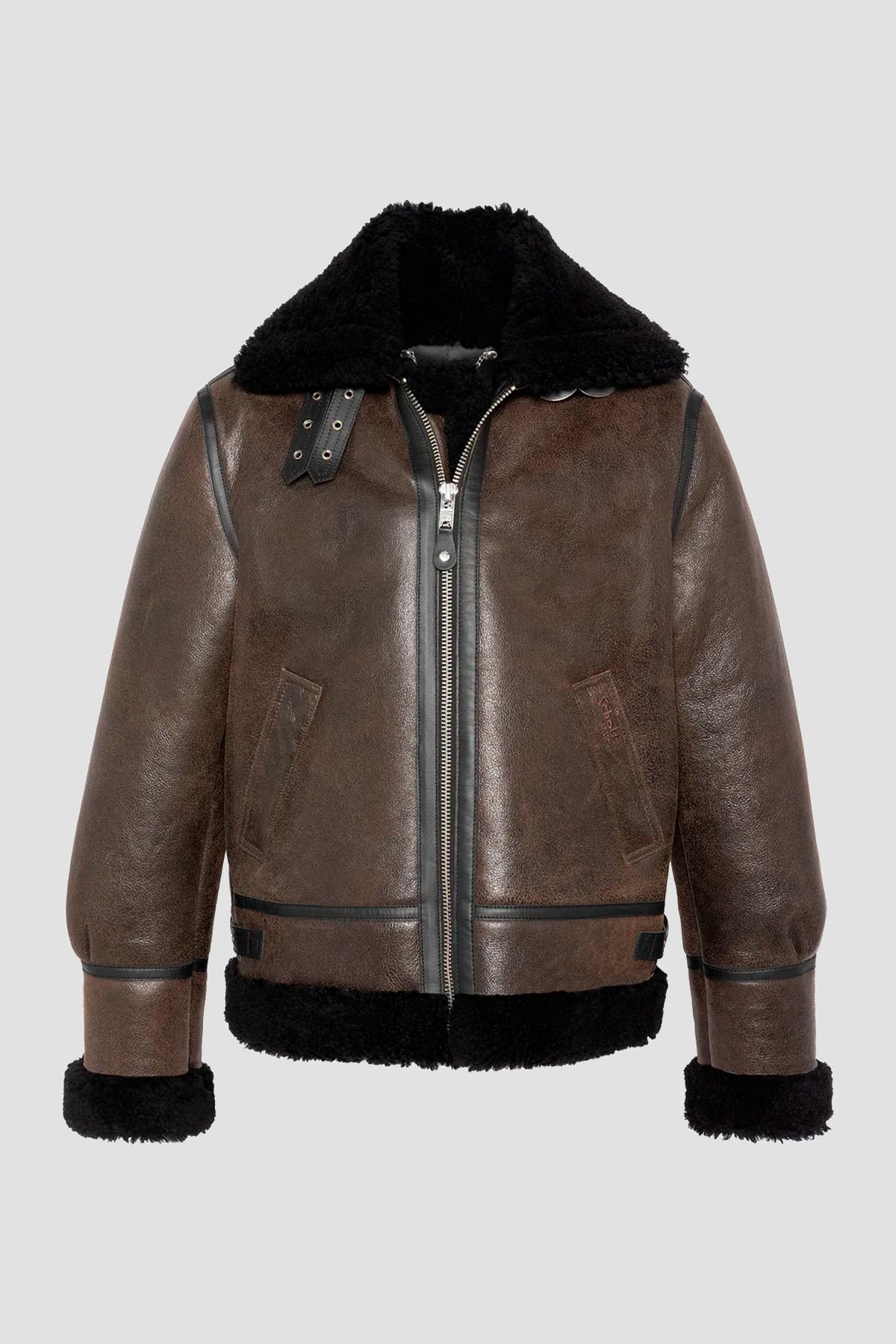 Schott's LC1259: black-and-brown shearling, vintage warmth for winter. - Image n°8