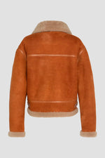 Schott's cinnamon shearling bomber. Cropped, cosy, and stylish. - Image n°5